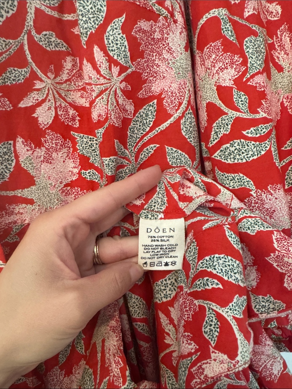 Red Floral Button-Front Midi Dress - Picture 3 of 4